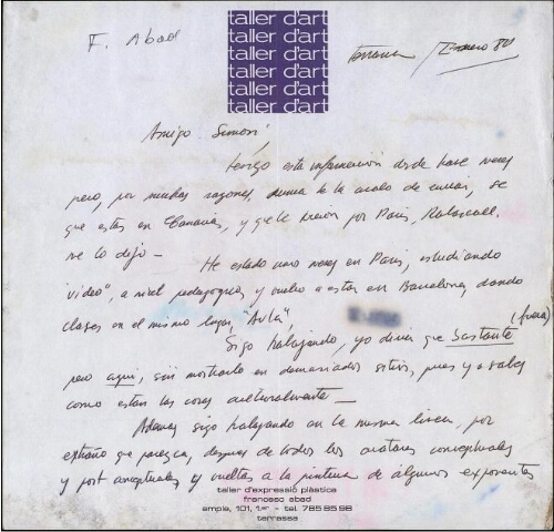 [Carta] 1980 enero, Terrassa, a Simón [Marchán]
