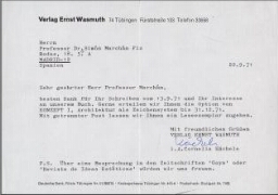 [Carta] 1971 septiembre 22, Tübingen, a Simón Marchán Fiz, Madrid