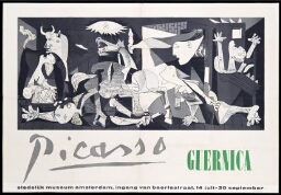 Picasso, Guernica: Stedelijk Museum Ámsterdam, ingang van Baerlestraat, 14 juli-30 september.