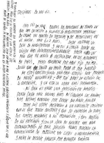 [Carta], 1960 nov. 20, Crespieres, a Fernández del Amo, [Madrid] /