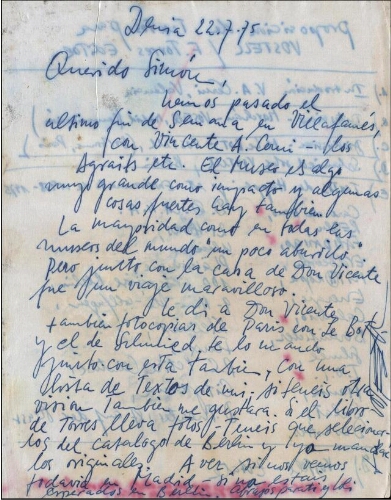 [Carta] 1975 julio 22, Denia, a Simón [Marchán]