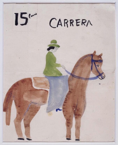 Boceto para «Mañana de verbena o El Pim, Pam, Pum» (Señora a caballo del carrusel-precio entrada)