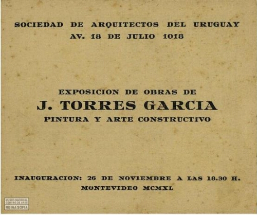 Exposición de obras de J. Torres García pintura y arte constructivo /