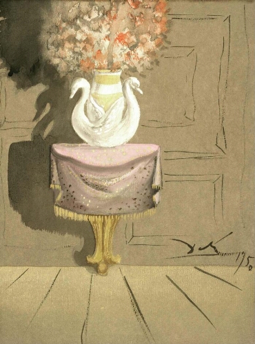 Consola con florero de cisnes (Boceto para la escenografía de «Don Juan Tenorio»)