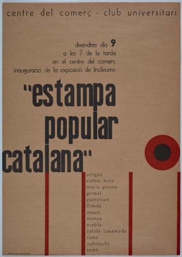 Cartel de la exposición: «Estampa Popular Catalana», Centre del comer-club universitari de Tortosa