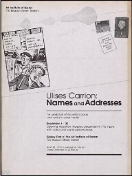 Ulises Carrión: names and addresses : an exhibition of the artist's books and works in other media : December 4-30.