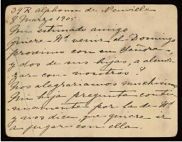 [Tarjeta], 1905 marzo 8, [París], a [Pedro Jiménez], [París] 