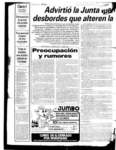 Nota en el diario Clarín el día después del primer Siluetazo