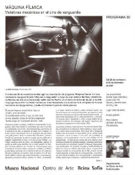 Máquina fílmica: metáforas mecánicas en el cine de vanguardia : del 26 de noviembre al 20 de diciembre de 1997: Museo Nacional Centro de Arte Reina Sofía,  Departamento de Obras de Arte Audiovisuales.