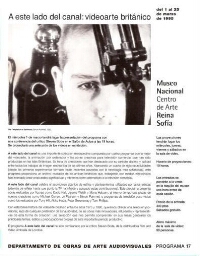 A este lado del canal: videoarte británico : del 1 al 25 de marzo de 1995, Museo Nacional Centro de Arte Reina Sofía, Departamento de Obras de Arte Audiovisuales.