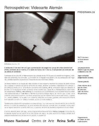 Retrospektive: videoarte alemán : del 31 de enero al 24 de febrero de 1996 : Museo Nacional Centro de Arte Reina Sofía, Departamento de Obras de Arte Audiovisuales.