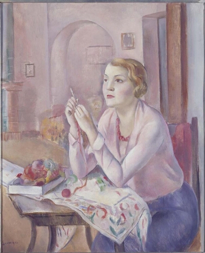 Mujer haciendo ganchillo