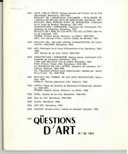 Revista Qüestions d'Art num. 28