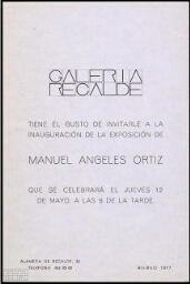 Manuel Ángeles Ortiz: Galería Recalde, Bilbao, 1977.