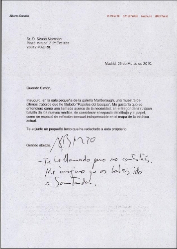 [Carta] 2010 marzo 26, Madrid, a Simón Marchán