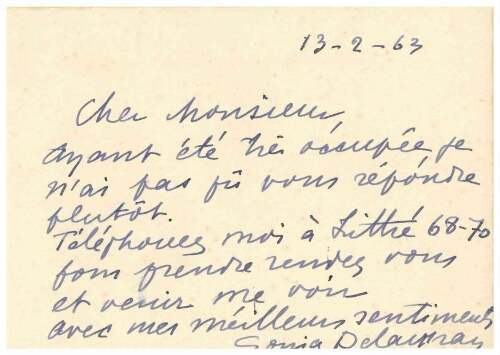 [Conjunto de cartas de Sonia Delaunay a Pedro Altamiranda escritas entre los años 1963 y 1979].