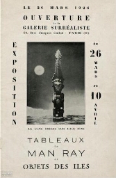 Tableaux de Man Ray et Objets des îles: exposition du 26 mars au 10 avril.