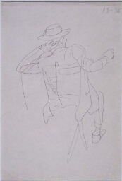 Boceto para «Mañana de verbena o El Pim, Pam, Pum» (Hombre con sombrero sentado de espaldas)