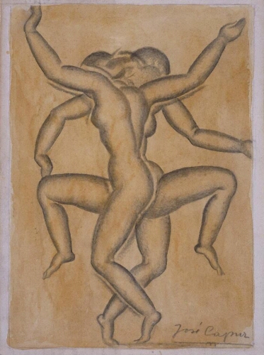 Desnudos de dos mujeres bailando