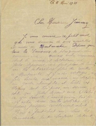 [Carta], 1921 marz. 8, [Paris], a Jiménez [Pedro] , [Paris]