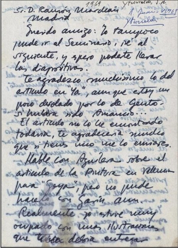 [Carta] 1969 junio 1, a Ramón [i. e. Simón] Marchán, Madrid
