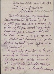 [Carta] 1969 junio 21, Valencia, a Simón Marchán, Madrid