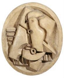 Harlequin with Mandoline in Oval (Arlequín con mandolina en un óvalo)