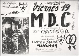 Viernes 19, M.D.C. (California) en concierto: La Radical Gai y Lucha Autónoma, Centro Social Minuesa, c/ Ronda de Toledo, 24.