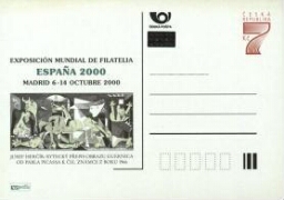 Exposición mundial de filatelia: España 2000, Madrid 6-14 octubre 2000 : Josef Hercik : rytecky prepis obrazu Guernica od Pabla Picassa k csl znamce z roku 1966.