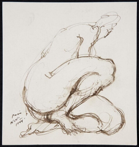 Femme nue accroupie de profil droit (Mujer desnuda en cuclillas, de perfil derecho)