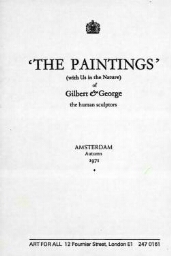 "The paintings" (with us in the nature) of Gilbert & George, the human sculptors: Amsterdam, Autumn 1971 