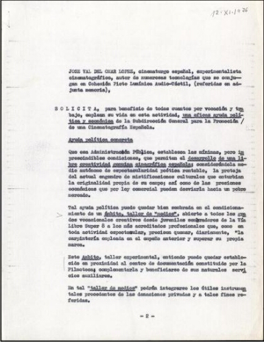[Solicitud] 1976 noviembre 12, Madrid, a subdirector general de Promoción Cinematográfica, [Madrid]