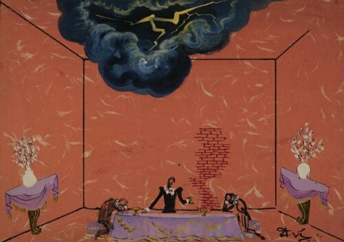 Escenografía de mesa con personajes (Boceto para la escenografía de «Don Juan Tenorio»)