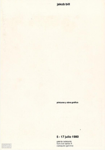 Jakob Bill: pinturas y obra gráfica : 5-17 julio 1980