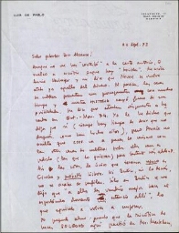 [Carta], 1973 sept. 22, [Buffalo], a José Luis Alexanco, [Madrid] 