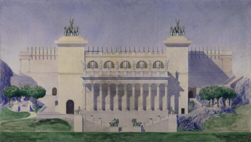 Proyecto de restauración del teatro antiguo de Taormina. Fachada principal