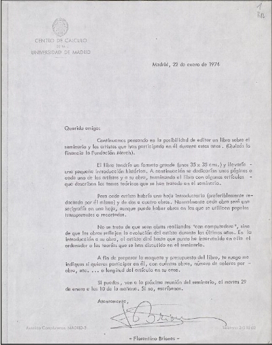 [Carta], 1974 en. 22 , Madrid 