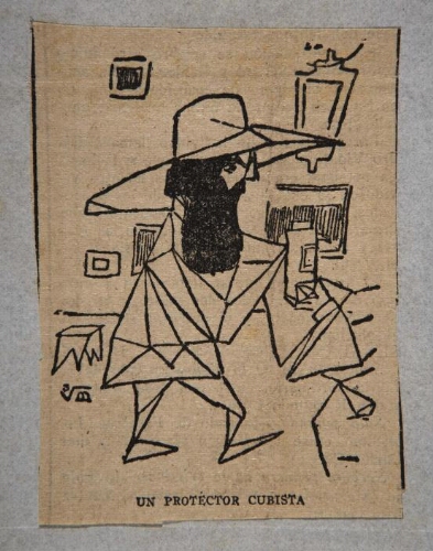 Un protector cubista: [caricatura de Josep Dalmau : recorte de periódico].