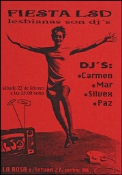 Fiesta LSD: lesbianas son dj's : dj's, Carmen, Mar, Silvex, Paz.