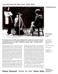 Las películas de Yoko Ono, 1966-1982: del 5 de febrero al 1 de marzo de 1997 : Museo Nacional Centro de Arte Reina Sofía,  Departamento de Obras de Arte Audiovisuales.