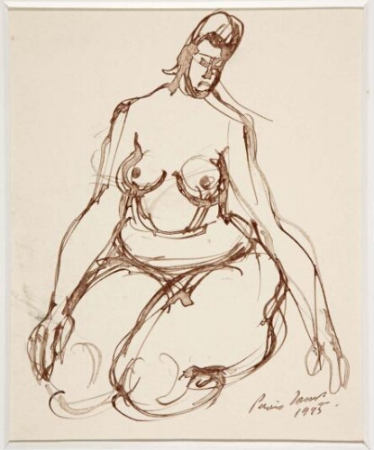 Femme nue de face assise sur ses talons (Mujer desnuda de frente sentada sobre sus talones)